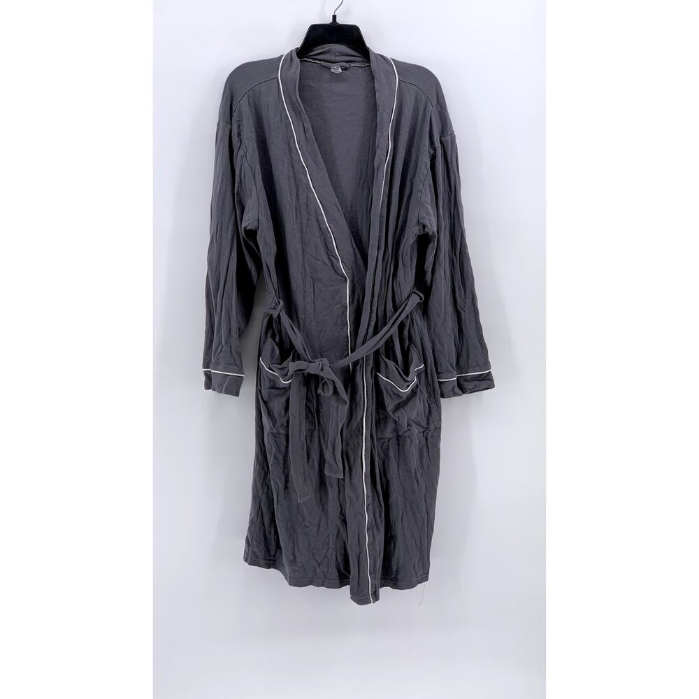 UNBRANDED Men's Gray Solid Wrap Belted Robe SZ SM